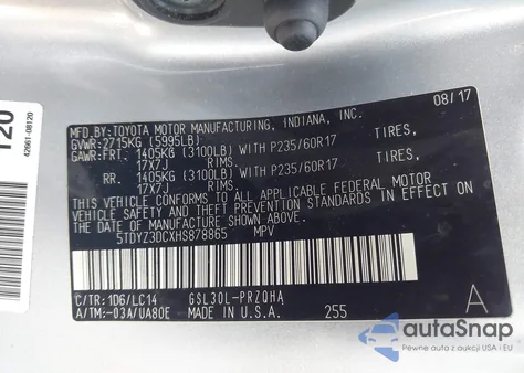 2017 Toyota Sienna Xle 8 Passenger from USA, damaged, VIN 5TDYZ3DCXHS878865